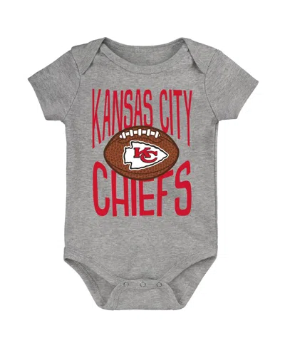 Outerstuff Baby Boys' And Girls' For The Ball Kansas City Chiefs Short-sleeve Bodysuit In Gray