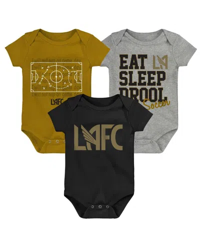 Outerstuff Baby Boys And Girls Gold, Black, Gray Lafc 3-pack Bodysuit Set In Gold,black,gray