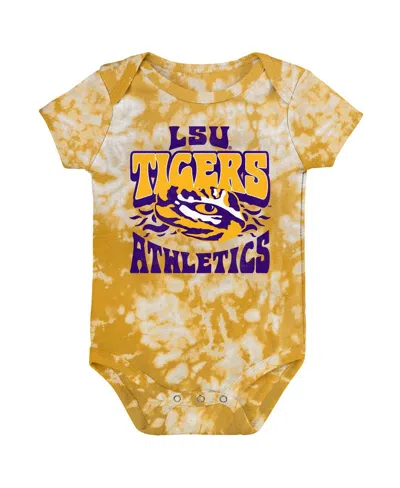 Outerstuff Baby Boys And Girls Gold Distressed Lsu Tigers Lil Rocker Tie-dye Bodysuit