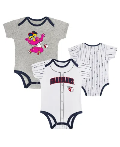 Outerstuff Kids' Baby Boys And Girls Gray/white Cleveland Guardians 2-pack Play Ball Bodysuit Set In Black