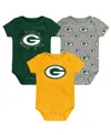 Outerstuff Baby Boys And Girls Green Bay Packers Team Starter Bodysuit Set 3-pack In Green