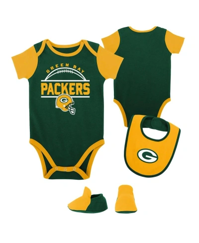 Outerstuff Baby Boys And Girls Green, Gold Green Bay Packers Home Field Advantage Three-piece Bodysuit, Bib And In Green,gold