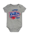 OUTERSTUFF BABY BOYS AND GIRLS HEATHER GRAY DISTRESSED BUFFALO BILLS RETRO LITTLE BALLER BODYSUIT