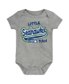 Outerstuff Baby Boys And Girls Heather Gray Distressed Seattle Seahawks Retro Little Baller Bodysuit In Heather Gray