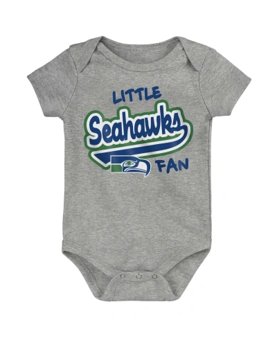 Outerstuff Baby Boys And Girls Heather Gray Distressed Seattle Seahawks Retro Little Baller Bodysuit