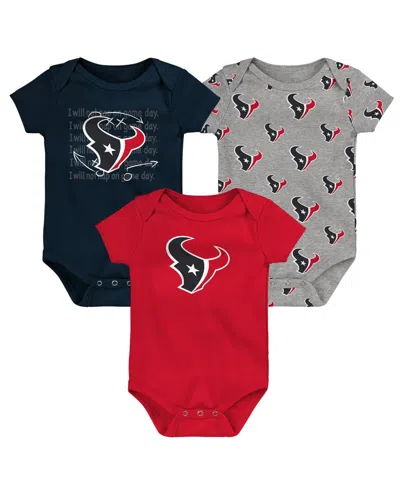 Outerstuff Kids' Baby Boys And Girls Houston Texans Team Starter Bodysuit Set, 3-pack In Blue