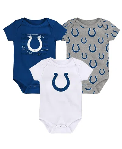 Outerstuff Kids' Baby Boys And Girls Indianapolis Colts Team Starter Bodysuit Set, 3-pack In Blue