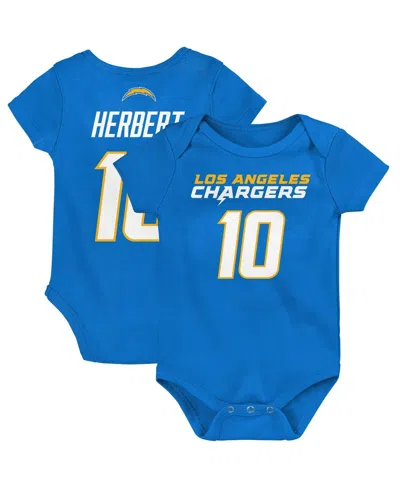 OUTERSTUFF BABY BOYS AND GIRLS JUSTIN HERBERT POWDER BLUE LOS ANGELES CHARGERS MAINLINER PLAYER NAME AND NUMBER