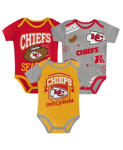 Outerstuff Baby Boys And Girls Kansas City Chiefs First Round Pick Three-piece Bodysuit Set In Multi