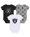 Outerstuff Baby Boys And Girls Las Vegas Raider's Team Starter 3-pack Bodysuit Set In Black