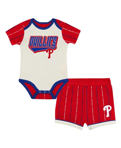 Outerstuff Baby Boys' And Girls' Lead Run Diaper Cover Short-sleeve Bodysuit And Shorts Set In Multi