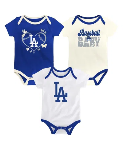 Outerstuff Baby Boys And Girls Los Angeles Dodgers Home Team 3-pack Bodysuit Set In Blue