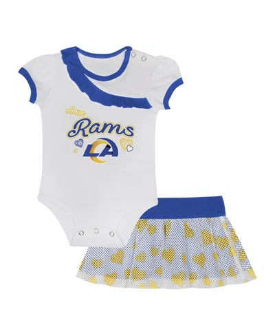 Outerstuff Kids' Baby Boys And Girls Los Angeles Rams Love My Team Bodysuit Skirt Set In White