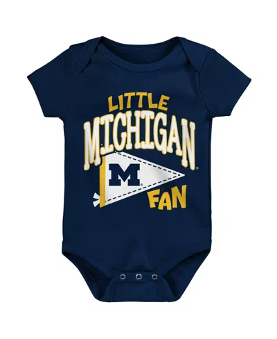 Outerstuff Baby Boys' And Girls' Michigan Wolverines Little Banner Short Sleeve Bodysuit In Navy