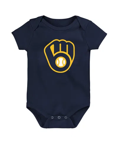 Outerstuff Baby Boys And Girls Milwaukee Brewers Short-sleeve Bodysuit In Navy