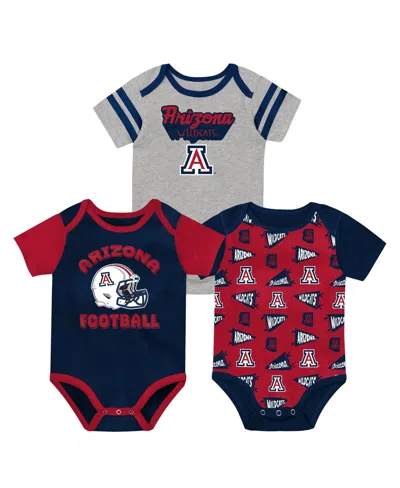 Outerstuff Kids' Baby Boys' And Girls' Navy Arizona Wildcats Star Player Bodysuit Set, 3-piece In Gray