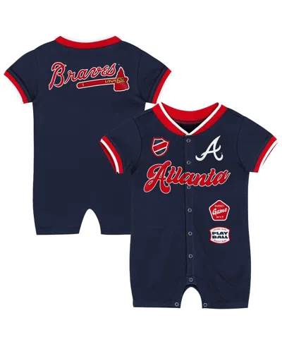 Outerstuff Baby Boys And Girls Navy Atlanta Braves Pinch Coverall In Blue