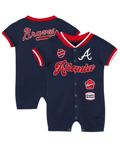 Outerstuff Baby Boys And Girls Navy Atlanta Braves Pinch Coverall In Blue