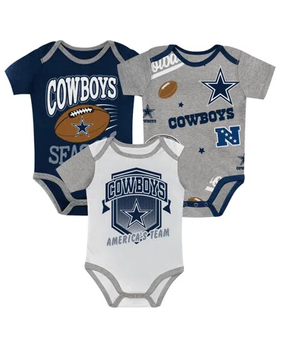 Outerstuff Baby Boys' And Girls' Navy Dallas Cowboys 1st Round Pick Creeper Set, 3 Piece In Gray