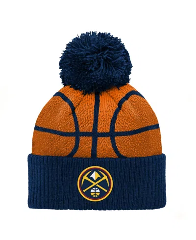 Outerstuff Kids' Baby Boys' And Girls' Navy Denver Nuggets Basketball Head Cuffed Knit With Pom Hat