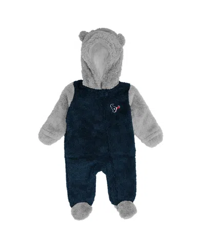 Outerstuff Baby Boys And Girls Navy Houston Texans Game Nap Teddy Fleece Bunting Full-zip Sleeper In Blue