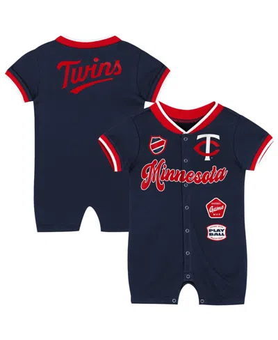Outerstuff Baby Boys And Girls Navy Minnesota Twins Pinch Coverall Shorts In Blue