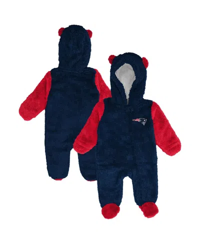 Outerstuff Baby Boys And Girls Navy New England Patriots Stay Napping Fleece Bunting Full-zip Sleeper In Blue