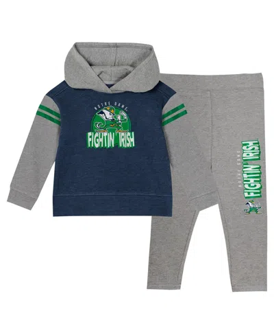 Outerstuff Kids' Baby Boys And Girls Navy Notre Dame Fighting Irish Clubhouse Pullover Hoodie And Legging Set In Blue