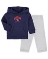 Outerstuff Baby Boys And Girls Navy/heather Gray Cleveland Guardians Play By Play Pullover Hoodie And Pants In Navy,heather Gray