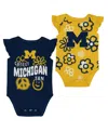 Outerstuff Baby Boys And Girls Navy/maize Michigan Wolverines Little Sunshine 2-piece Bodysuit Set In Multi