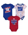 Outerstuff Baby Boys And Girls New York Giants Play Day Bodysuit, Set Of 3 In Multi