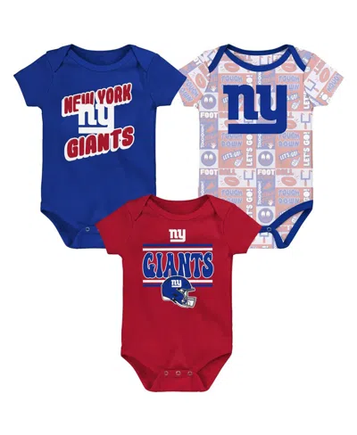 Outerstuff Kids' Baby Boys And Girls New York Giants Play Day Bodysuit, Set Of 3 In Multi