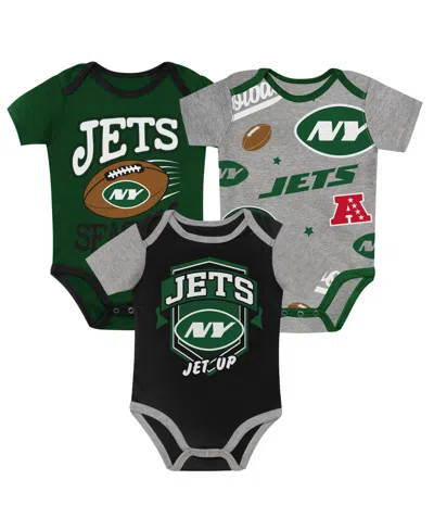 Outerstuff Baby Boys' And Girls' New York Jets First Round Pick Short-sleeve Screen-print Bodysuits, 3-piece Se In Multi