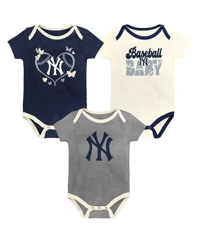 Outerstuff Baby Boys And Girls New York Yankees Home Team 3-pack Bodysuit Set In Multi