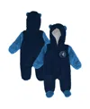 Outerstuff Baby Boys And Girls Newborn Navy Minnesota Timberwolves Stay Napping Fleece Bunting Full-zip Sleeper In Blue