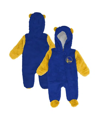Outerstuff Baby Boys And Girls Newborn Royal Golden State Warriors Stay Napping Fleece Bunting Full-zip Sleeper In Multi