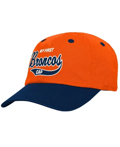Outerstuff Kids' Baby Boys And Girls Orange/navy Denver Broncos My First Tail Sweep Slouch Flex Hat In Pattern