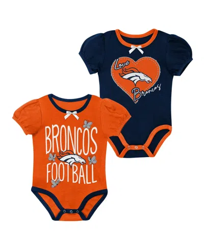Outerstuff Kids' Baby Boys And Girls Orange/navy Denver Broncos Star Power Bodysuit Set, 2-piece In Multi