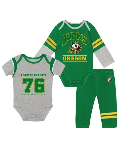 Outerstuff Baby Boys And Girls  Oregon Ducks Double Up Three-piece Bodysuits & Pants Set In Multi