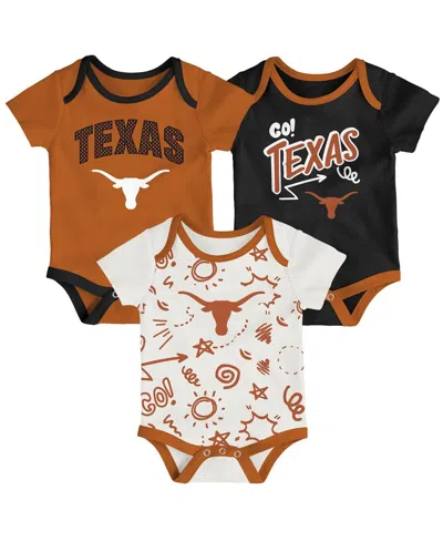 Outerstuff Kids' Baby Boys And Girls  Texas Longhorns All Day Play 3-piece Bodysuit Set In Brown