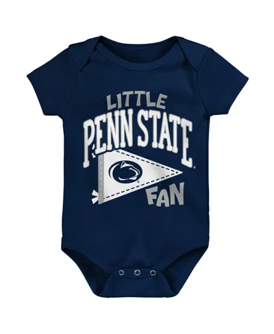 Outerstuff Baby Boys' And Girls' Penn State Nittany Lions Little Banner Short-sleeve Snap-bottom Bodysuit In Blue