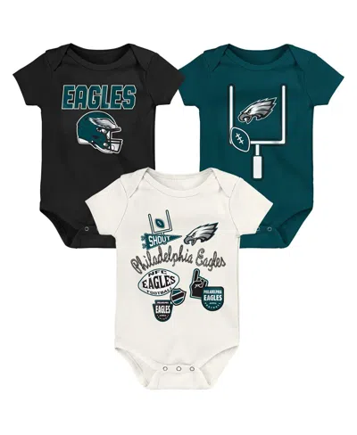 Outerstuff Baby Boys And Girls Philadelphia Eagles Littlest Player Three-piece Bodysuit Set In Multi