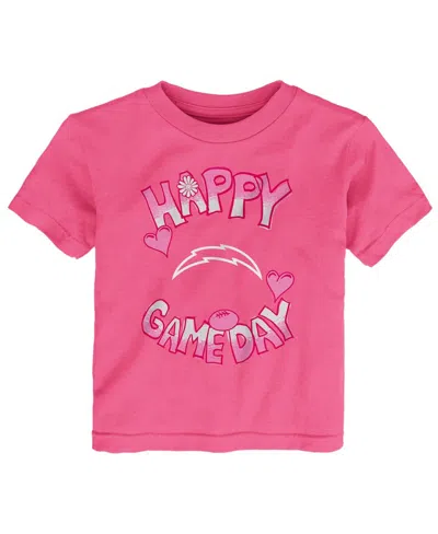 Outerstuff Kids' Baby Boys And Girls Pink Los Angeles Chargers Happy Gameday T-shirt