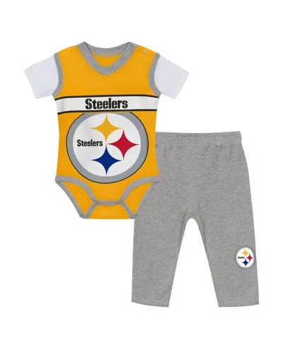Outerstuff Kids' Baby Boys' And Girls' Pittsburgh Steelers Jersey Screen-printed Bodysuit And Pants Set In Multi