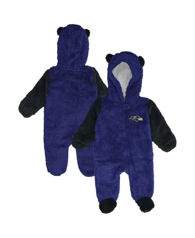 Outerstuff Kids' Baby Boys And Girls Purple Baltimore Ravens Stay Napping Fleece Bunting Full-zip Sleeper In Blue
