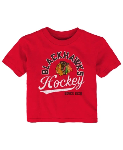 Outerstuff Baby Boys And Girls Red Distressed Chicago Blackhawks Take The Lead T-shirt