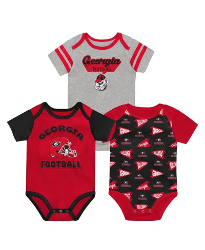 Outerstuff Baby Boys And Girls Red Georgia Bulldogs Star Player Three-piece Bodysuit Set In Multi