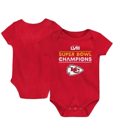 Outerstuff Baby Boys And Girls Red Kansas City Chiefs Super Bowl Lviii Champions Stack Bodysuit