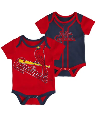 Outerstuff Baby Boys And Girls Red, Navy St. Louis Cardinals Double 2-pack Bodysuit Set In Red,navy