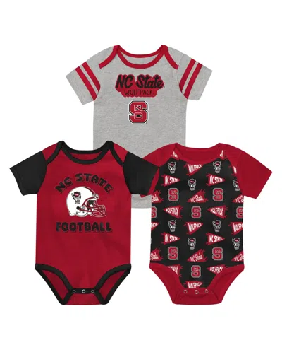 Outerstuff Kids' Baby Boys And Girls Red Nc State Wolfpack Star Player Bodysuit 3-piece Set In Red,white